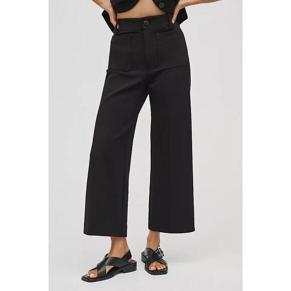Maeve Pants - Maeve By Anthropologie The Colette Cropped Wide Leg Pants Black Womens 31 NWT